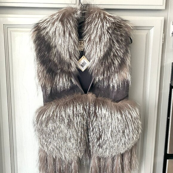 Bergdorf Goodman Haute Hippie Genuine Fox Fur Vest Size Small NWT - Picture 1 of 11